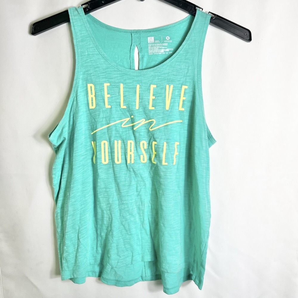 Xersion Active Tank Top Green Believe In‎ Yourself Women's *M (Tagged 3X)* READ